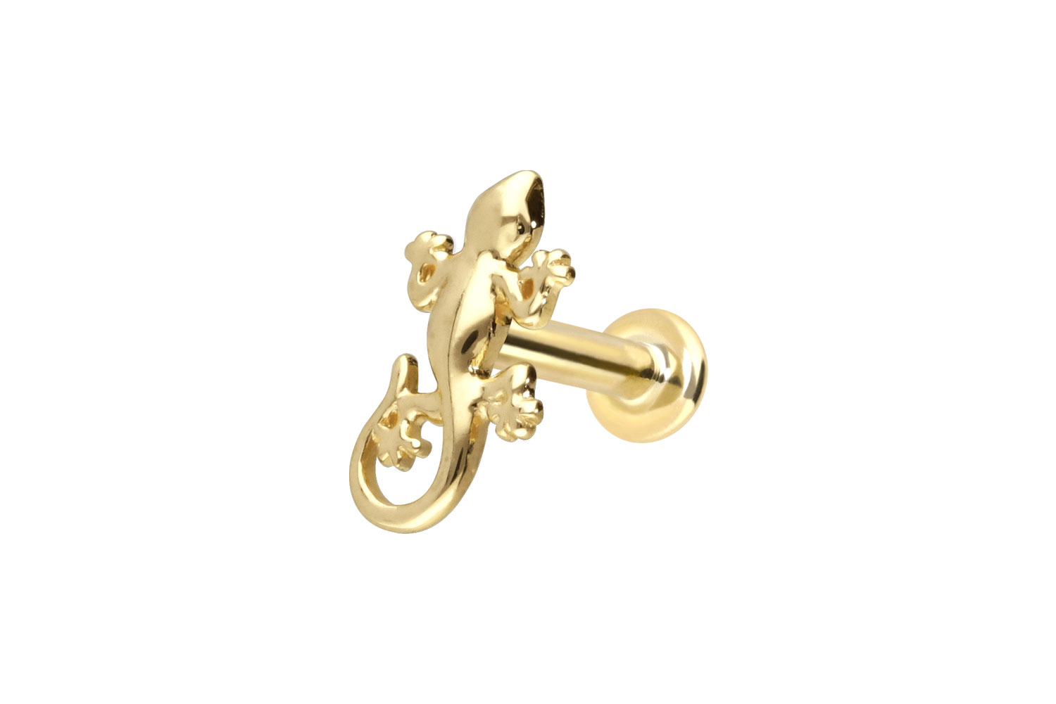 14 Karat Gold Labret Piercing mit Push Fit GECKO